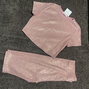 BETTER BE Golden Blush Rose Gold Coordinating Set Pants/Top. Size Small. NEW